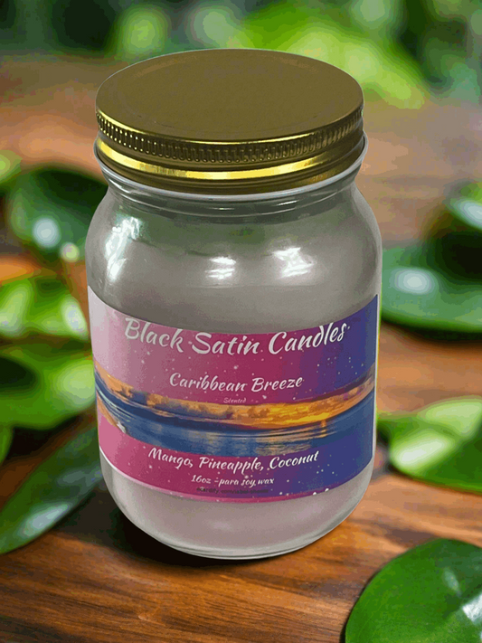 Caribbean Breeze Scented Candle 16oz Single Cotton Wick Glass Jar