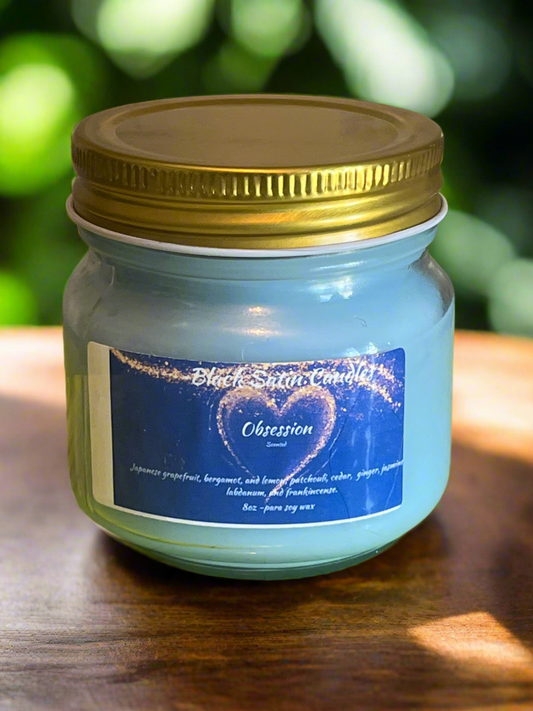 Obsession Scented Candle 8oz Single Cotton Wick Glass Jar