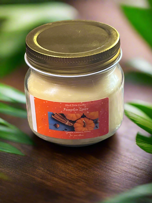 Pumpkin Spice Scented Candle 8oz Single Cotton Wick Glass Jar