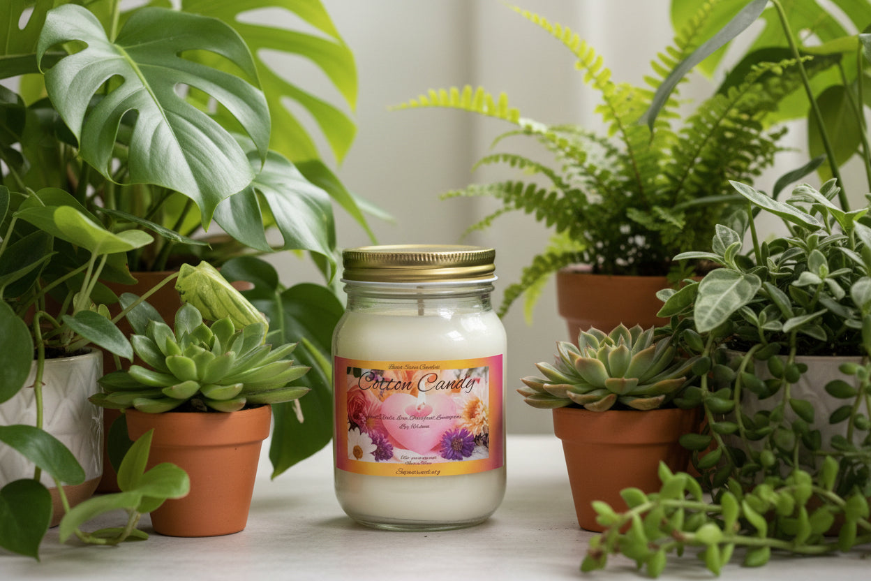 Cotton Candy Scented Candle 16oz Single Cotton Wick Glass Jar