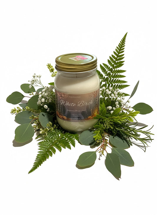 White Birch Scented Candle 16oz Single Cotton Wick Glass Jar