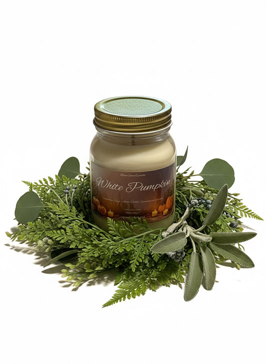 White Pumpkin Scented Candle 16oz Single Cotton Wick Glass Jar