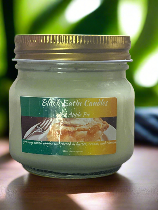 Hot Baked Apple Pie Scented Candle 8oz Single Cotton Wick Glass Jar