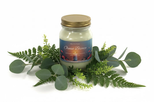 Ocean Breeze Scented Candle 16oz Single Cotton Wick Glass Jar