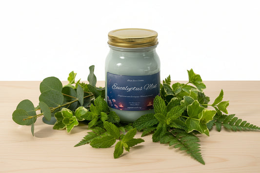 Eucalyptus & Mint Scented Candle 16oz Single Cotton Wick Glass Jar