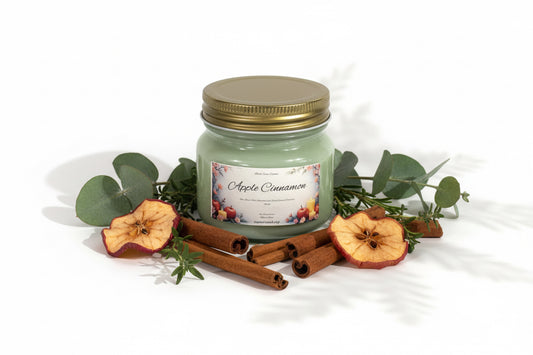 Apple Cinnamon Scented Candle 8oz Single Cotton Wick Glass Jar