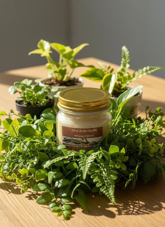 Mahogany Driftwood Scented Candle 8oz Single Cotton Wick Glass Jar