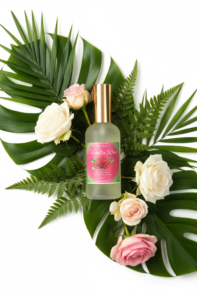 Vanilla Rose Body Spray Mist 4oz Glass Bottle