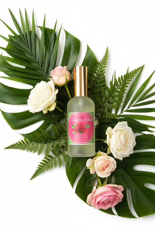 Vanilla Rose Body Spray Mist 4oz Glass Bottle