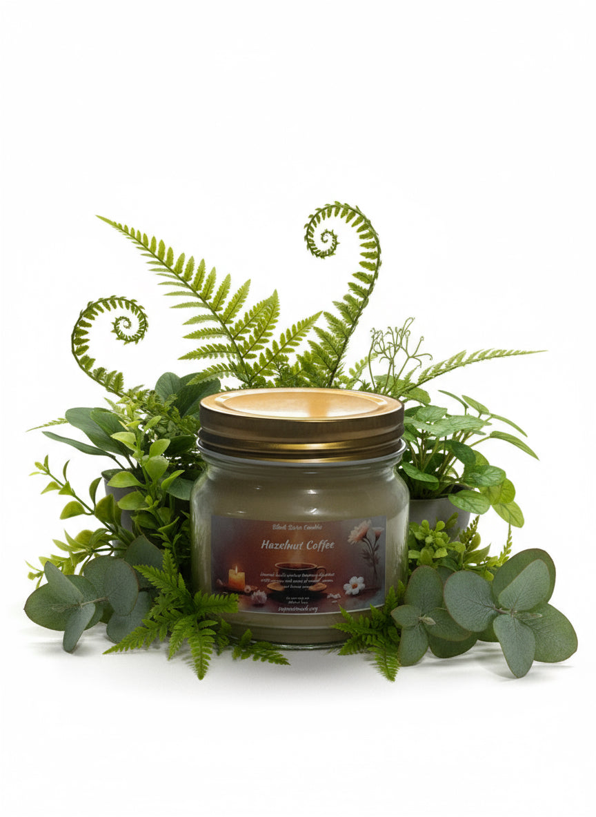 Hazelnut Coffee Scented Candle 8oz Single Cotton Wick Glass Jar
