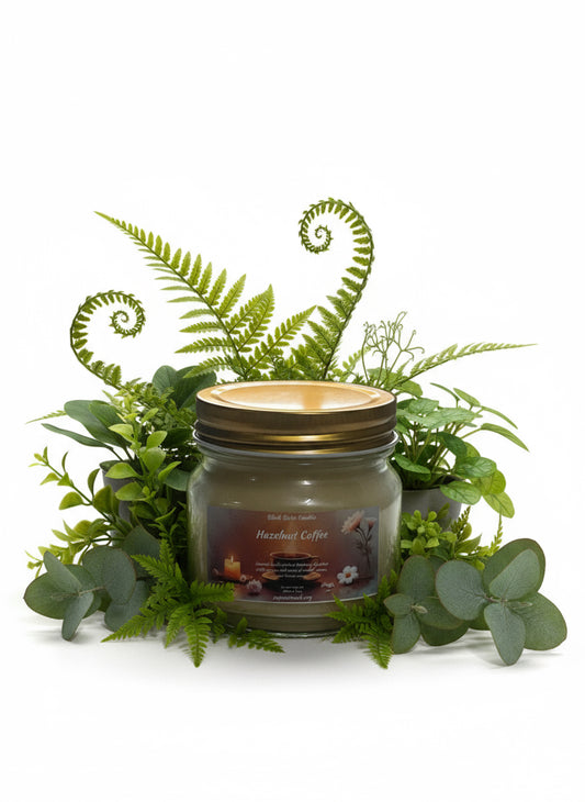 Hazelnut Coffee Scented Candle 8oz Single Cotton Wick Glass Jar