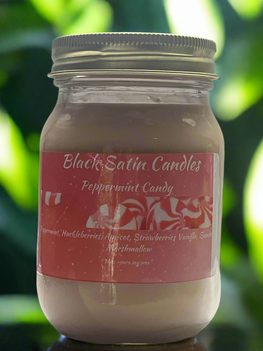 Peppermint Candy Scented Candle 16oz Wickless Glass Jar