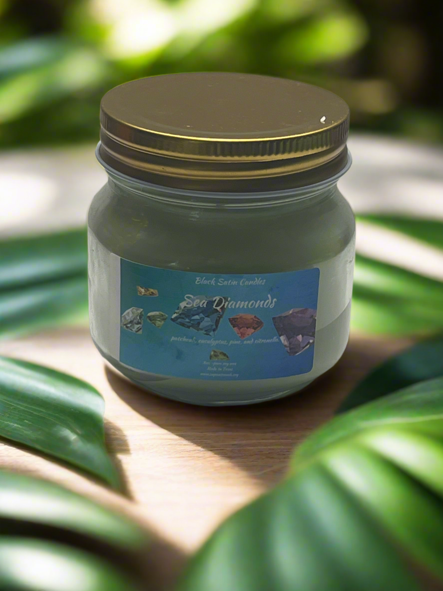 Sea Diamonds Candle 8oz Single Cotton Wick Glass Jar