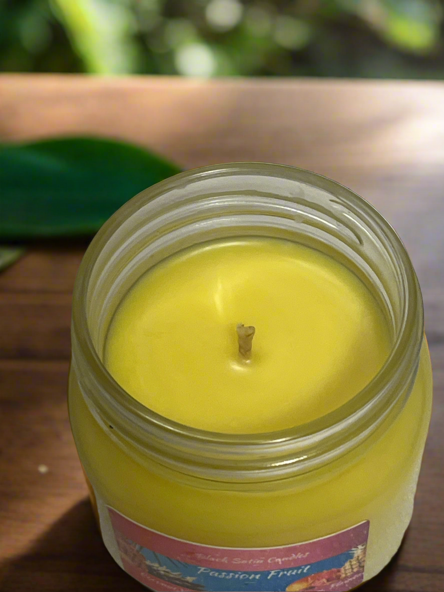 Passion Fruit Scented Candle 8oz Single Cotton Wick Glass Jar