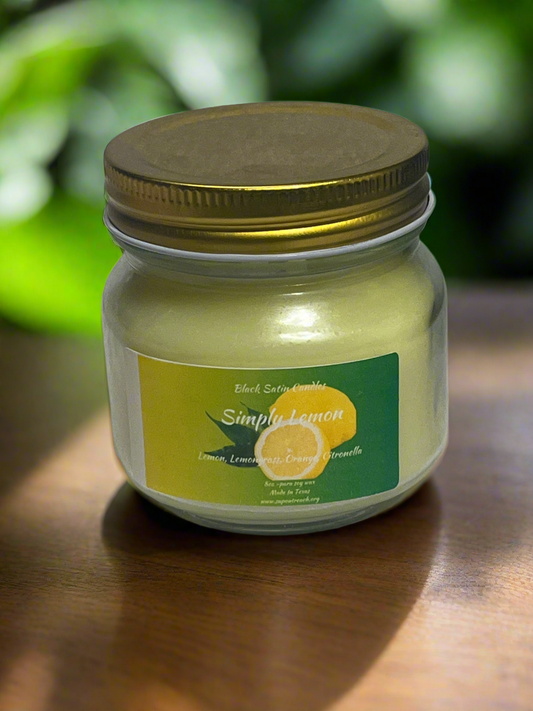 Simply Lemon 8oz Candle Cotton  Wick Glass Jar
