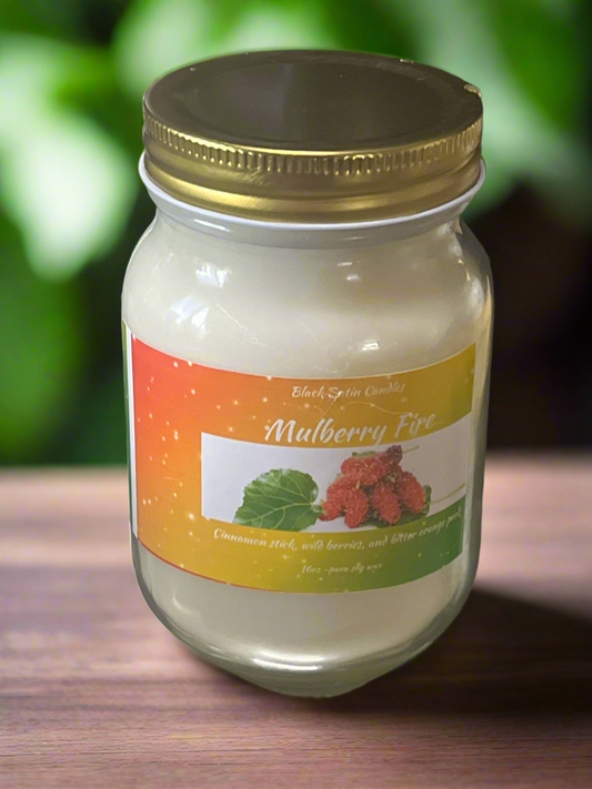 Mulberry Fire Scented Candle 16oz Single Cotton Wick Glass Jar
