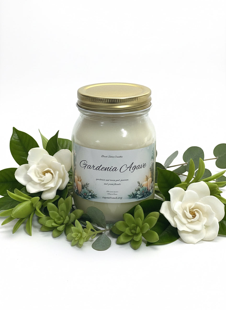 Gardenia Agave  Scented Candle 16oz Single Cotton Wick Glass Jar