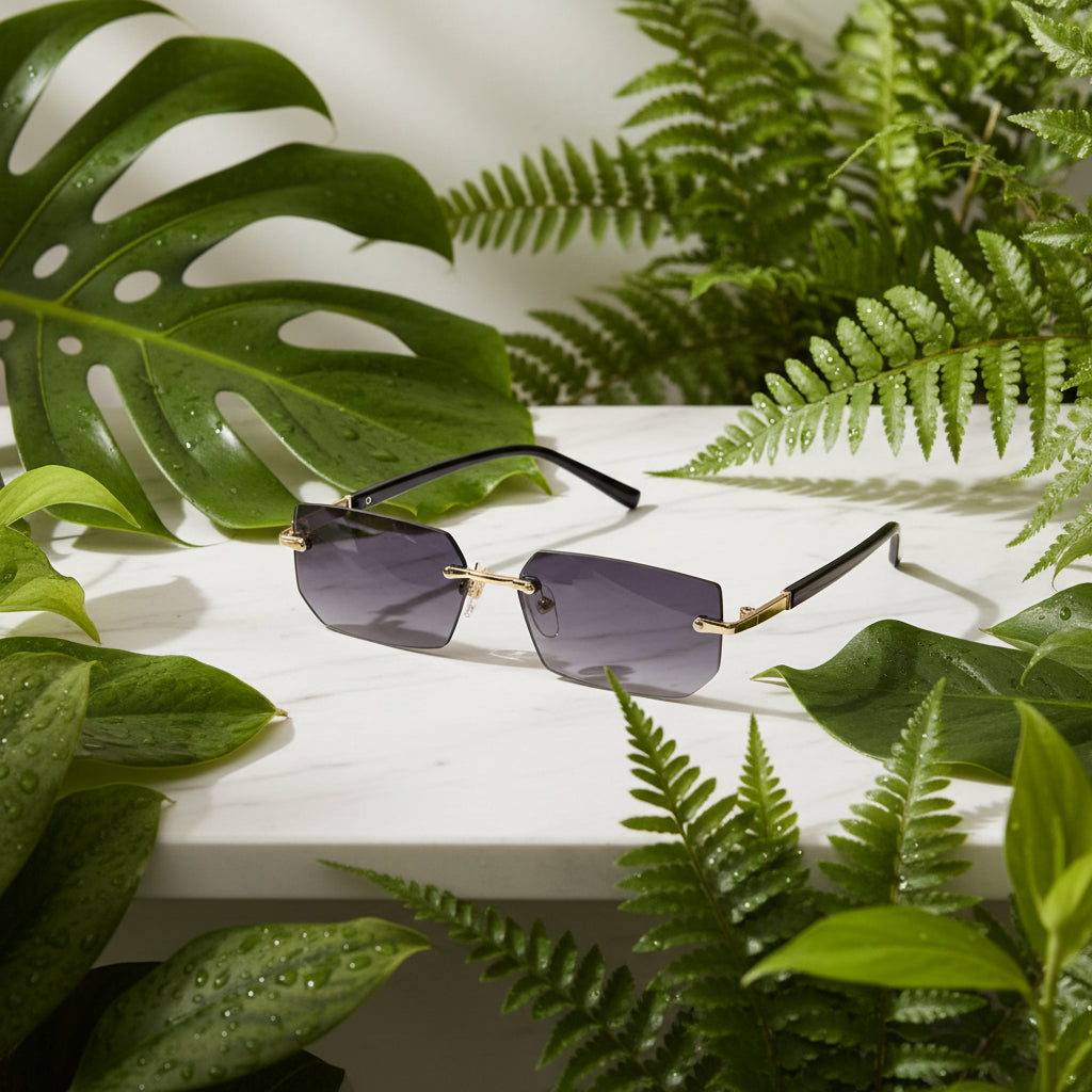 Frameless Gradient Glasses for Men & Women Grey Tinted