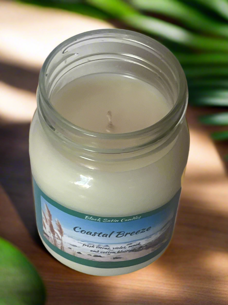 Coastal Breeze Scented Candle 16oz Single Cotton Wick Glass Jar