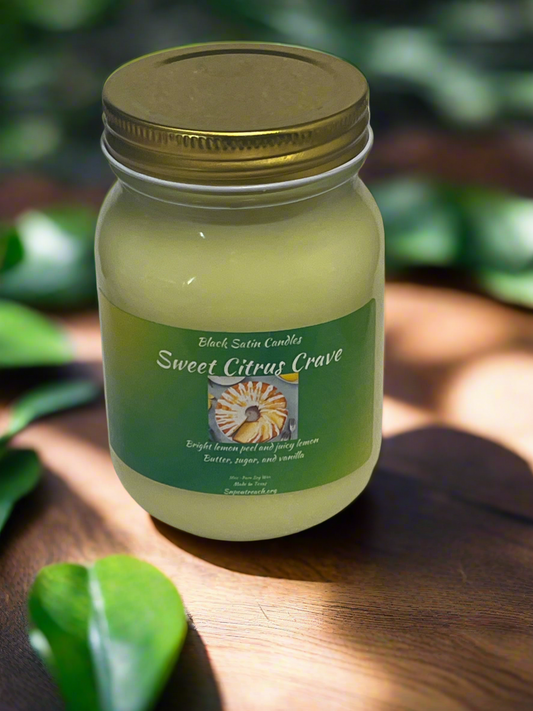 Sweet Citrus Crave Scented Candle 16oz Single Cotton Wickless Glass Jar