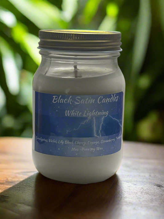 White Lighting Scented Candle 16oz Single Cotton Wick Glass Jar