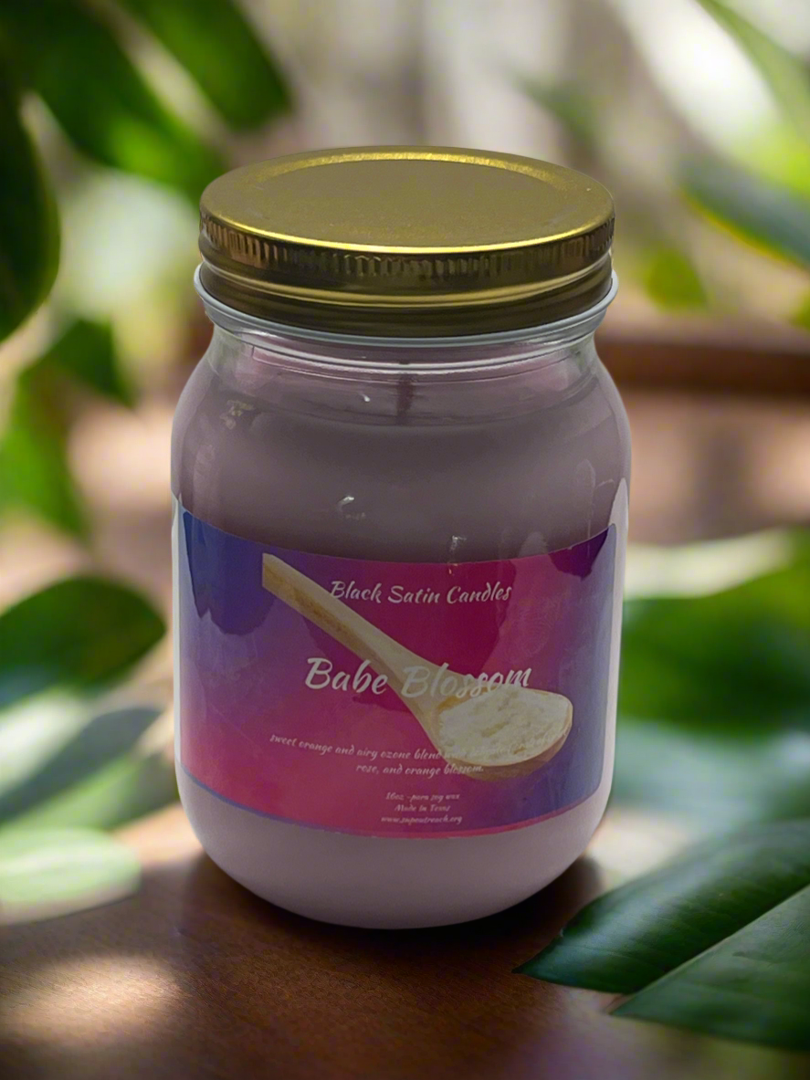 Babe Blossom 16oz Candle Cotton  Wick Glass Jar