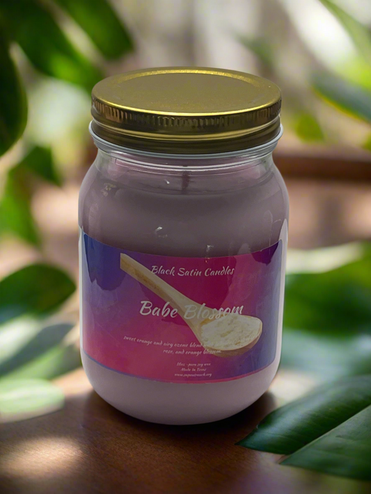 Babe Blossom 16oz Candle Cotton  Wick Glass Jar