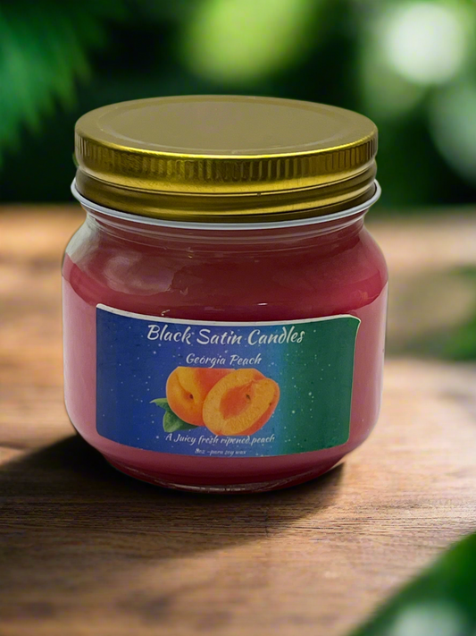 Georgia Peach Scented Candle 8oz Single Cotton Wick Glass Jar