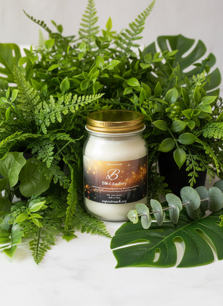 Black Iceberg Scented Candle 16oz Single Cotton Wick Glass Jar