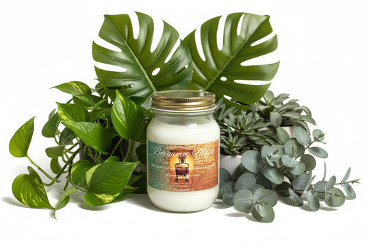 Bergamot Musk  Scented Candle 16oz Single Cotton Wickless Glass Jar
