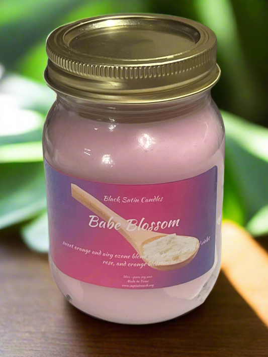 Babe Blossom 16oz Candle Cotton  Wick Glass Jar