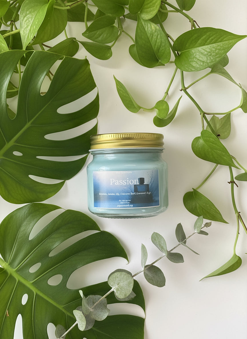 Passion Scented Candle 8oz Single Cotton Wick Glass Jar