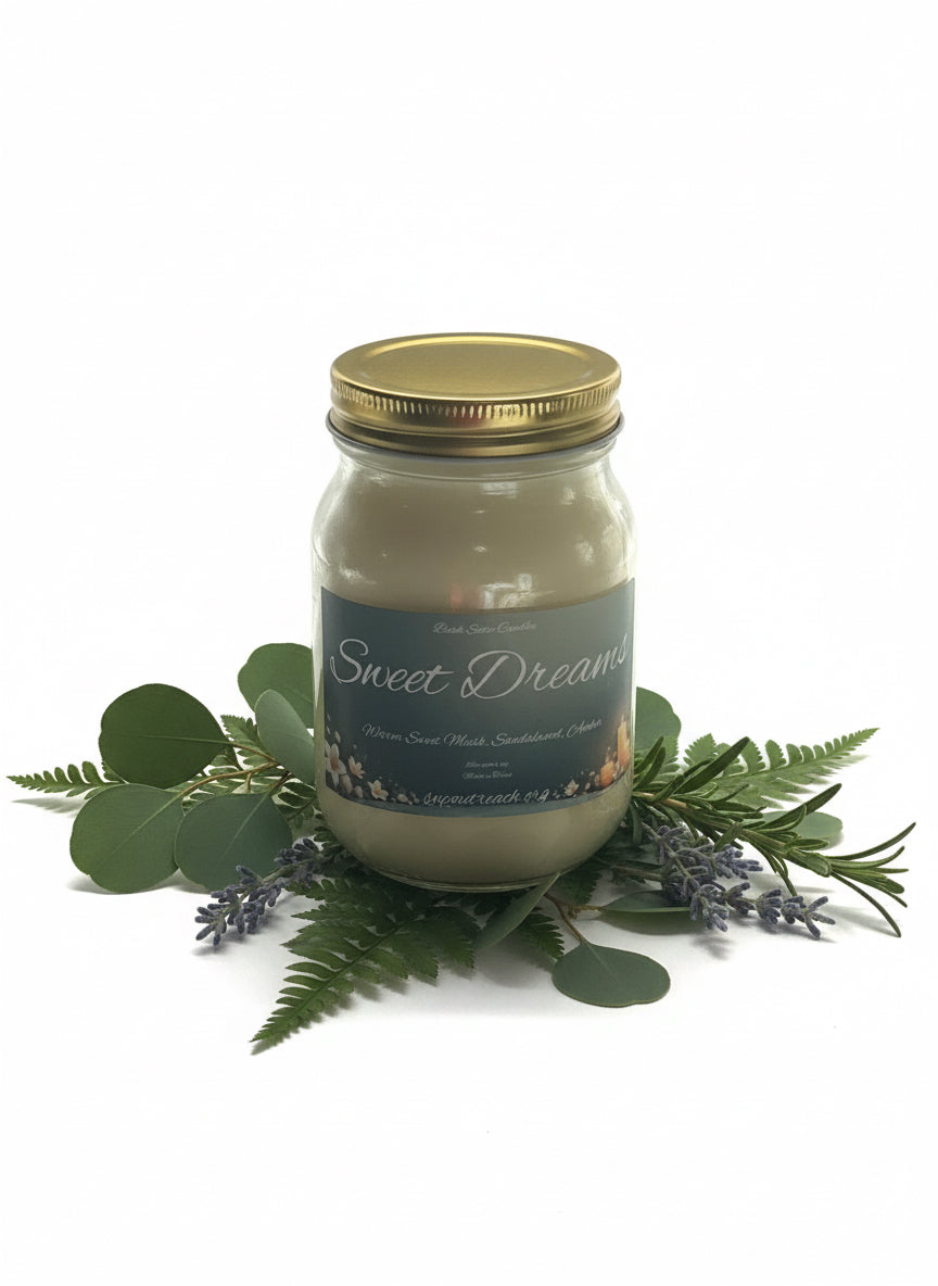 Sweet Dreams Scented Candle 16oz Single Cotton Wick Glass Jar