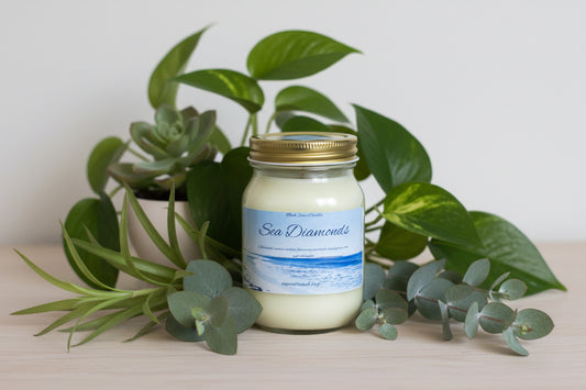 Sea Diamonds Candle 16oz Single Cotton Wick Glass Jar