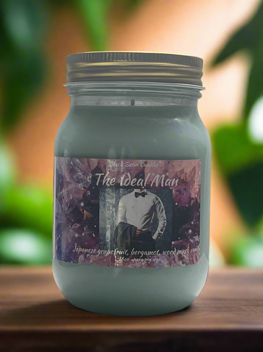 The Ideal Man  Scented Candle 16oz Single Cotton Wick Glass Jar