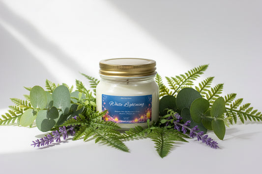 White Lighting Scented Candle 8oz Single Cotton Wick Glass Jar