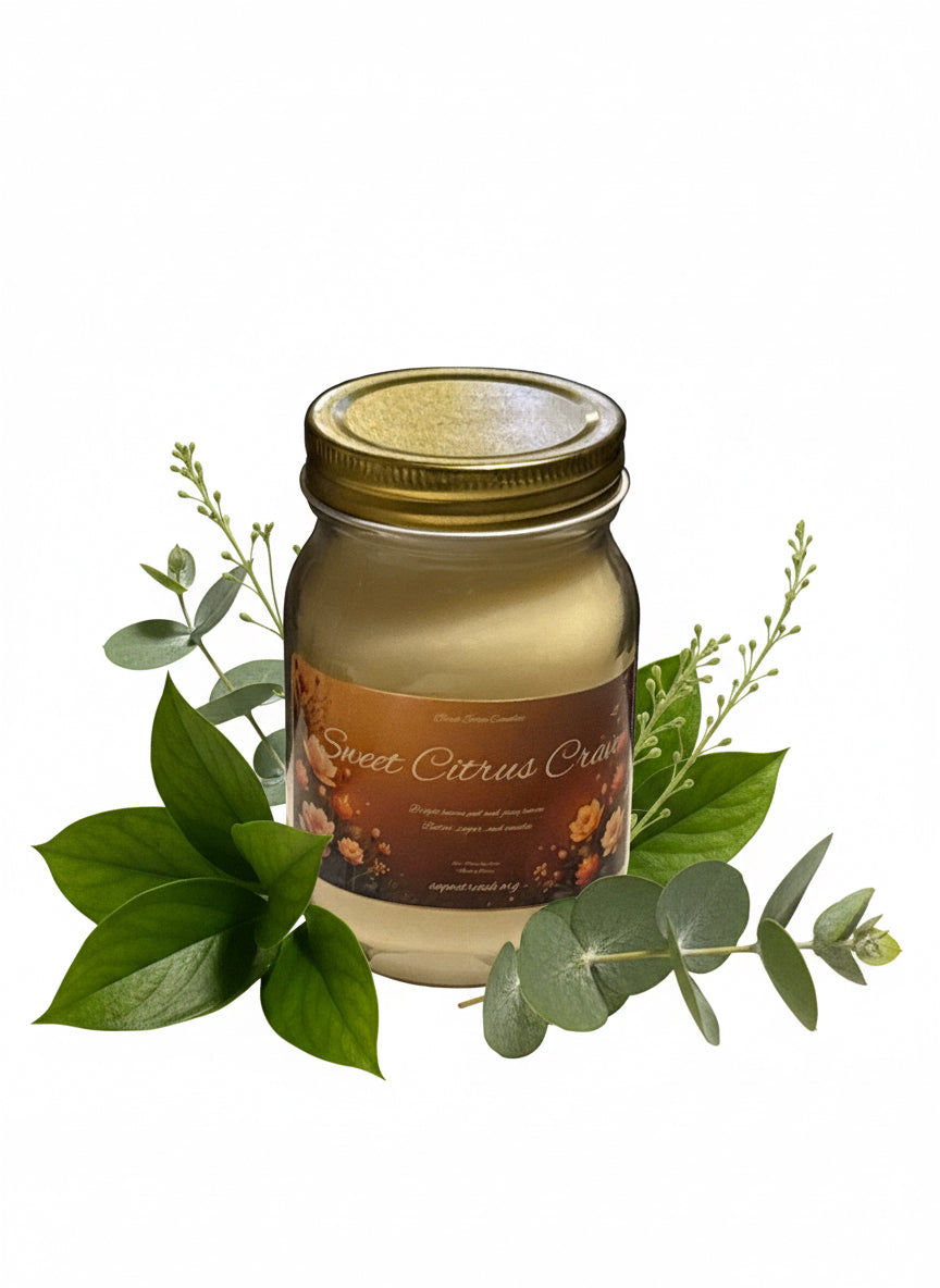 Sweet Citrus Crave Scented Candle 16oz Single Cotton Wickless Glass Jar