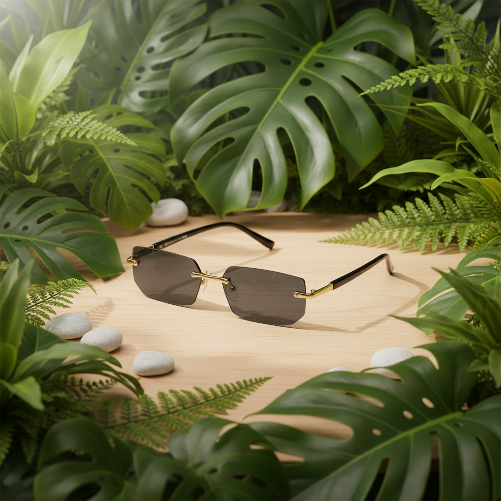 Frameless Gradient Glasses for Men & Women Black Tinted
