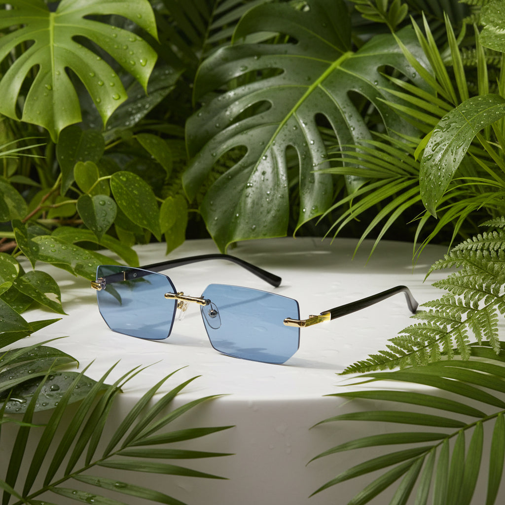 Frameless Gradient Glasses for Men & Women Blue Tinted