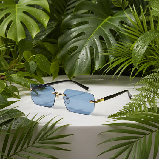 Frameless Gradient Glasses for Men & Women Blue Tinted