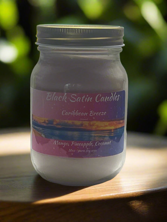 Caribbean Breeze Scented Candle 16oz Single Cotton Wick Glass Jar