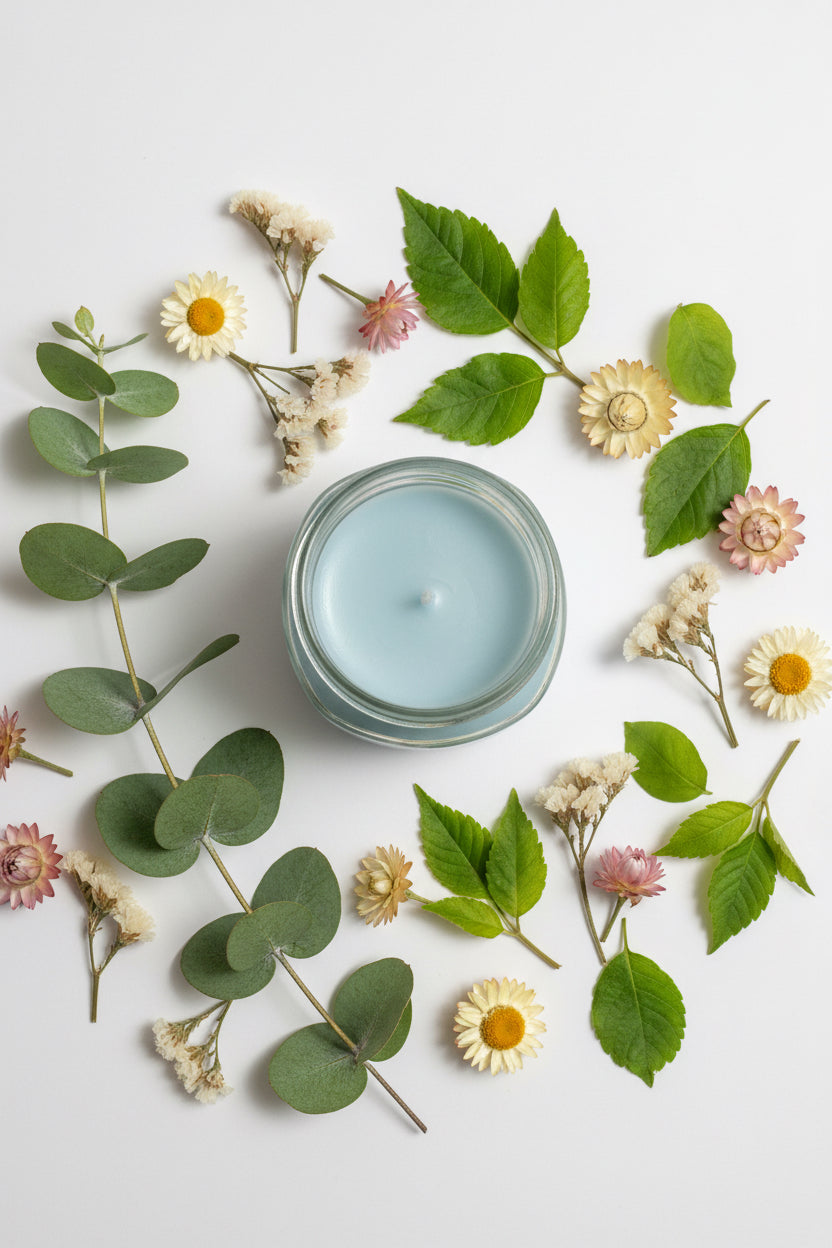 Blue Creed Scented Candle 8oz Cotton Wick Glass Jar