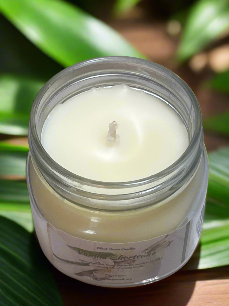 Vanilla Shortcake Scented Candle 8oz Single Cotton Wick Glass Jar