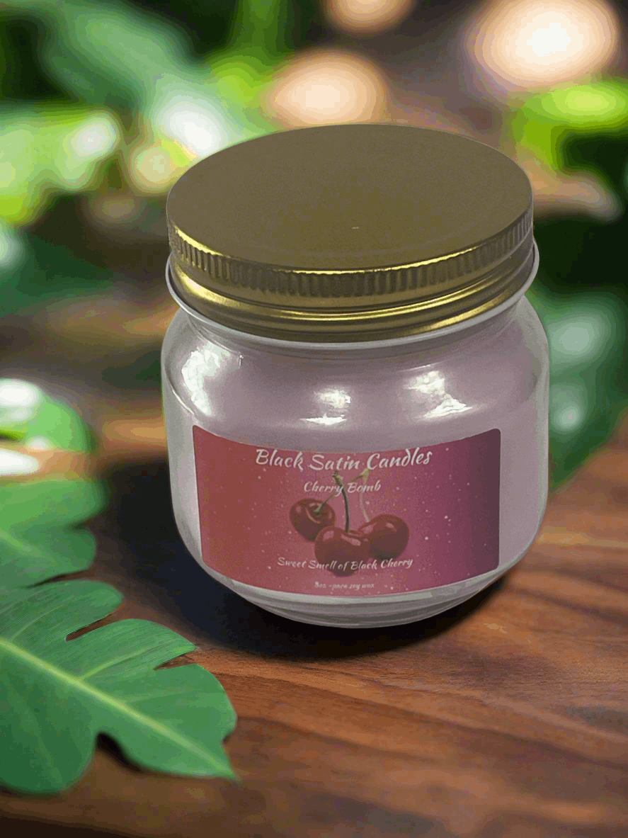 Cherry Bomb Scented Candle 8oz Single Cotton Wick Glass Jar