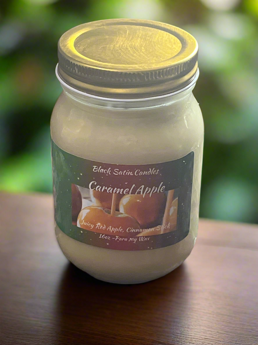 Caramel Apple  Scented Candle 16oz Single Cotton Wick Glass Jar