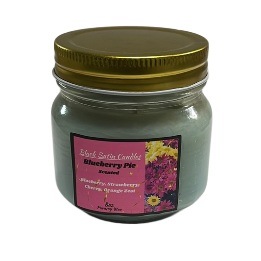 Blueberry Pie Scented Candle 8oz Single Cotton Wick Glass Jar