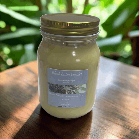 Lavender Sage Scented Candle 16oz Single Cotton Wick Glass Jar